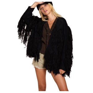 POL Black Fringe Sweater/Cardigan